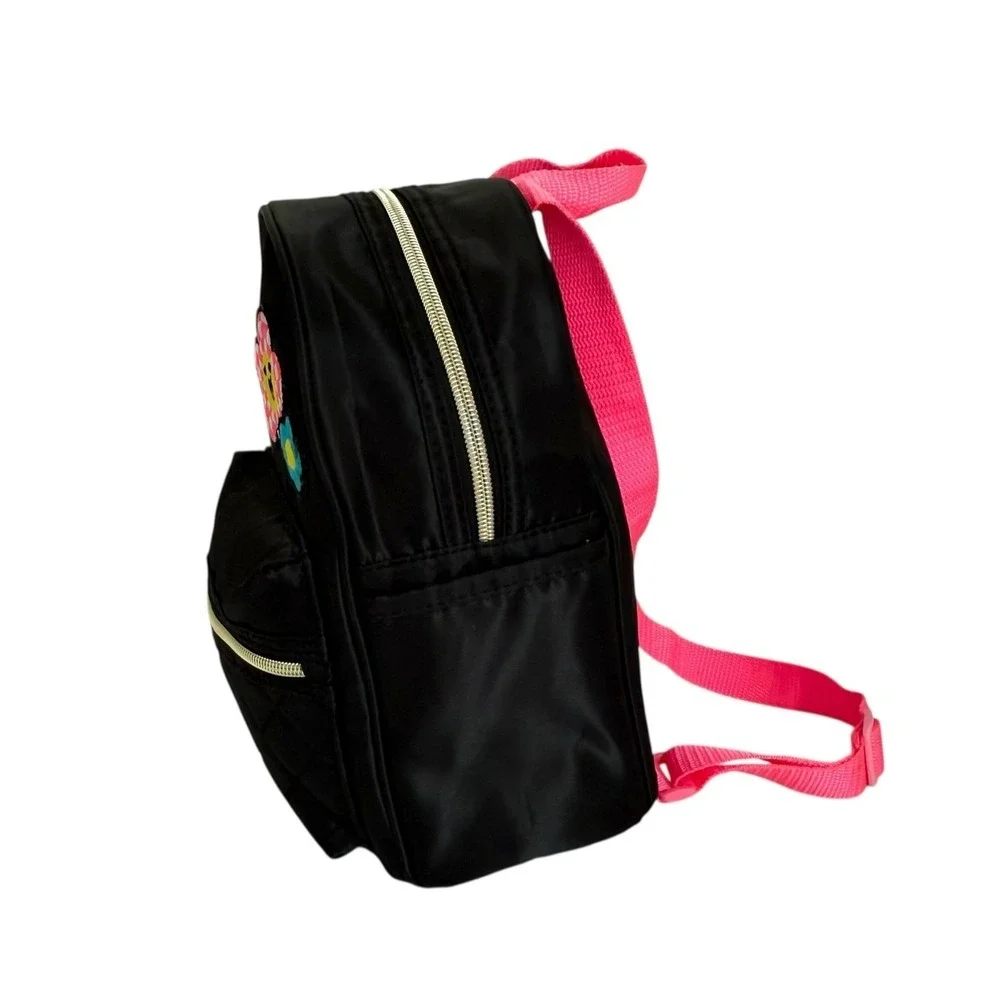Claire's Checkered Daisy Patch Black Quilted Mini Backpack‎